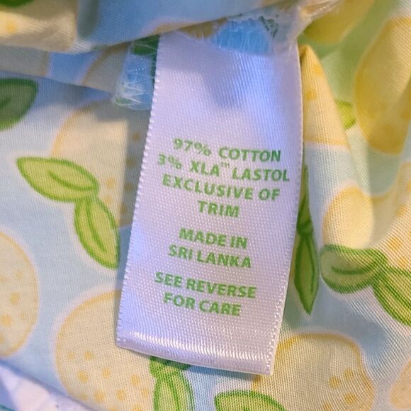 Lilly Pulitzer Blue & Yellow Lemon Print Straight Leg Crop Chino Pants, Size 10 - Picture 5 of 5